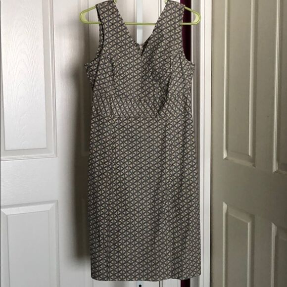 Gap khaki &blue geometric stretch cotton dress 8 - Picture 1 of 8
